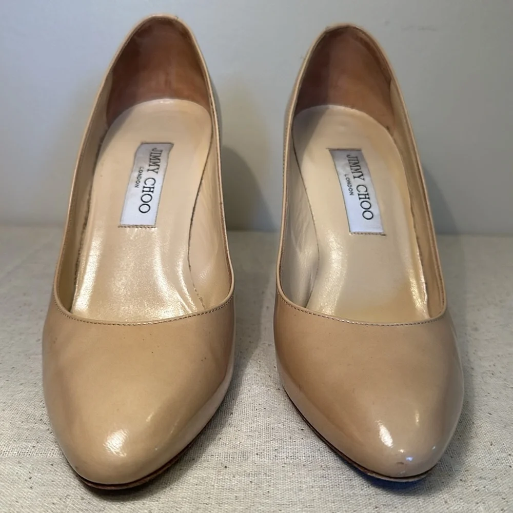 Jimmy Choo Vikki Pumps Nude Patent Leather | Wedding/Events Sz39 - Picture 10 of 15